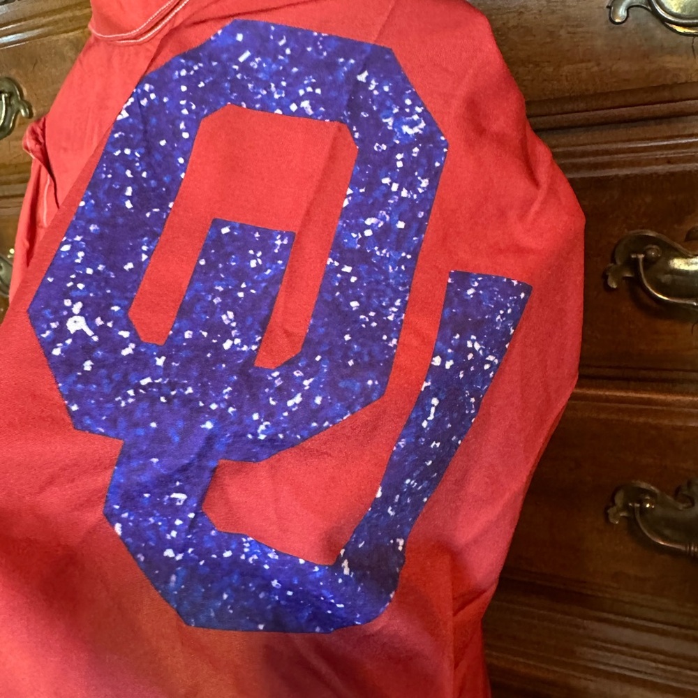 Red Shirt with Blue Graphic
